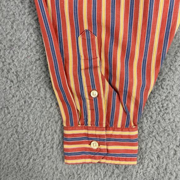 Daniel Cremieux Men's Orange Striped 100% Cotton Long Sleeve Button Up Shirt - Picture 9 of 16